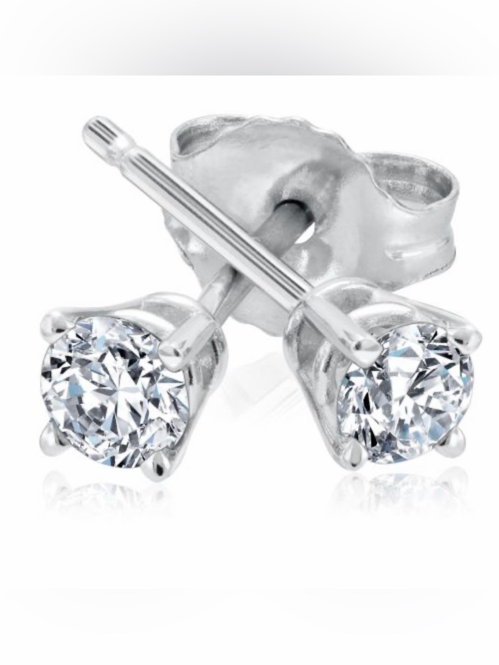 Natural Diamond stud earrings, white gold, 1/4ct